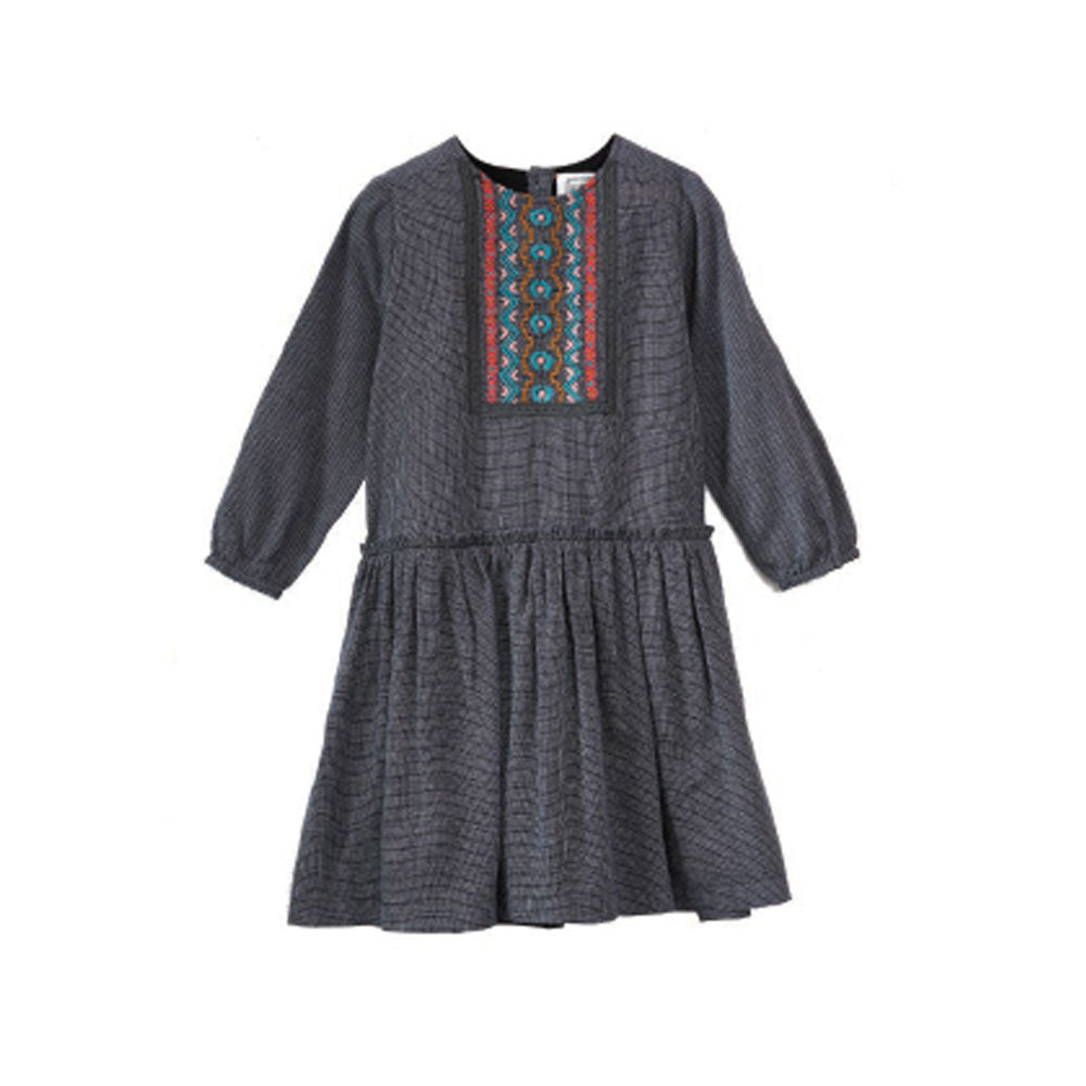 Check Embroidery Dress