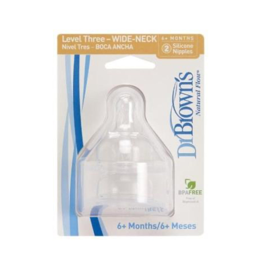 Level 3 Silicone Wide Neck Nipple 2 Pieces