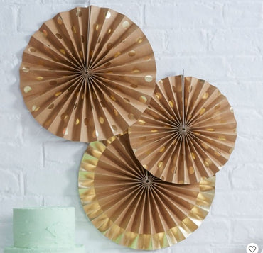 Gold Foil & Kraft Fan Decoration